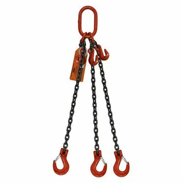 Three Leg Chain Slng, Adjstbl Type A, 3/8 in dia, 10ft L, Oblong Link to Slng Hook, 22,900lb Lmt, Hsi, Mfr#: 10ATOS3/8A-10